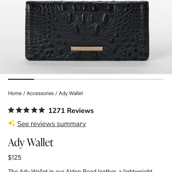 BRAHMIN Ady Slim Wallet Croc Embossed Continental Leather Black Melbourne $145 - Picture 12 of 13